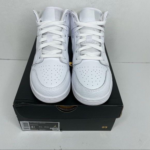 Nike Air Jordan 1 Retro Mid GS “Triple White” NEW - Picture 2 of 4